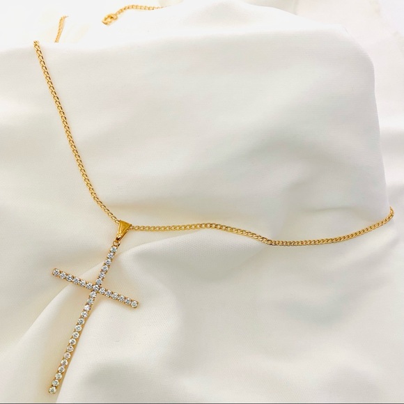 CZ Cross Necklace - Picture 2 of 4
